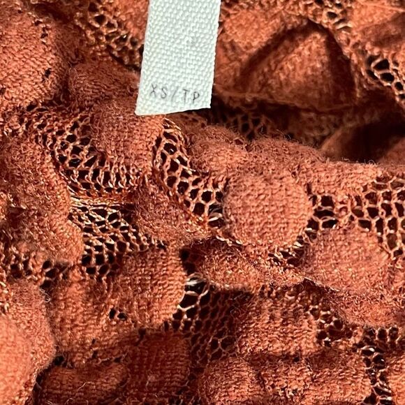 Intimately Free People Burnt Orange Lace Top Lattice Tie Sleeves Sz XS - Picture 7 of 9